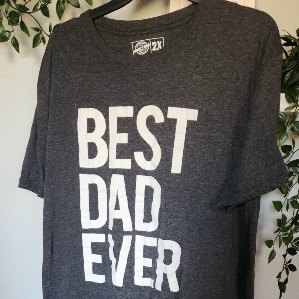 Crazy Dog Best Dad Ever Tee - Gray Men's 2XL